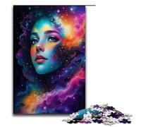 Puzzle da 1000 pezzi con il volto di una bella ragazza e la nebulosa regalo per adulti lista dei desideri di Natale con Babbo Natale per adolescenti dai 14 anni in su 75x50 cm
