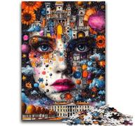 Puzzle da 1000 pezzi con il volto di una ragazza affascinante per adulti e adolescenti, sfida difficile e antistress, ideale come regalo per tutta la famiglia (38x26cm)