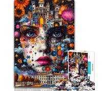 Puzzle da 1000 pezzi con il volto di una ragazza affascinante, un gioco stimolante, ideale come regalo per tutta la famiglia (dimensioni 75x50cm)