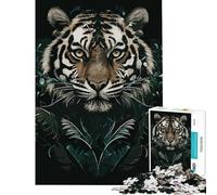 Puzzle da 1000 pezzi con il volto di una tigre e immagini della natura Gioco divertente che stimola l'intelligenza e crea dipendenza donne e uomini Divertente e spiritoso (38x52cm)