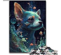 Puzzle da 1000 pezzi con illusione ottica di un cane Chihuahua in legno rompicapo ad alta difficoltà per adolescenti 50x75cm ideale come regalo di compleanno festa Natale Halloween.