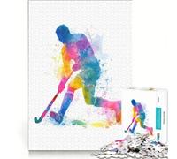 Puzzle da 1000 pezzi con illustrazione ad acquerello di un giocatore di hockey su prato Gioco educativo e divertente da fare a casa regalo di compleanno o di viaggio 38x52cm