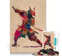 Puzzle da 1000 pezzi con illustrazione ad acquerello di un guerriero samurai, ideale per ragazzi, gioco di logica e di gruppo, taglio di precisione, regalo perfetto (50x75cm)