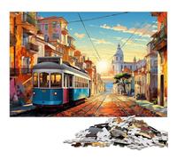 Puzzle da 1000 pezzi con illustrazione colorata di Lisbona puzzle per bambini puzzle di carta regali di Natale 1000 pezzi (38x26 cm)