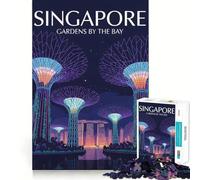 Puzzle da 1000 pezzi con illustrazione dei Giardini della Baia di Singapore, ideale per adolescenti, per migliorare la memoria e ridurre lo stress Taglio di alta qualità, un regalo prezioso 38x26cm