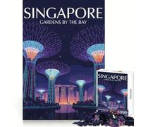 Puzzle da 1000 pezzi con illustrazione dei Giardini della Baia di Singapore, ideale per adolescenti, per migliorare la memoria e ridurre lo stress Taglio di alta qualità, un regalo prezioso 38x26cm