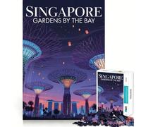 Puzzle da 1000 pezzi con illustrazione dei Giardini della Baia di Singapore, ideale per adolescenti, per migliorare la memoria e ridurre lo stress Taglio di alta qualità, un regalo prezioso 38x26cm