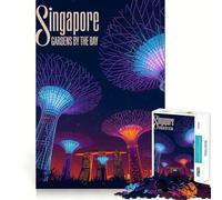 Puzzle da 1000 pezzi con illustrazione dei Giardini di Singapore sulla Baia, ideale per adolescenti, un gioco stimolante per la mente, un'opera d'arte da collezione con tagli precisi 50x75cm