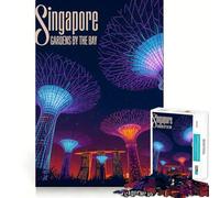 Puzzle da 1000 pezzi con illustrazione dei Giardini di Singapore sulla Baia, per adulti Gioco di logica stimolante, ideale per il gioco di gruppo, con bordi trasparenti Regalo perfetto 38x52cm