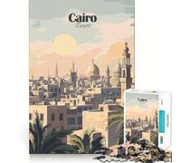 Puzzle da 1000 pezzi con illustrazione del Cairo,Egitto,paesaggio urbano,bordi ben definiti,gioco cognitivo,divertente e rilassante,regalo di Natale (38x26cm)