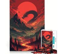 Puzzle da 1000 pezzi con illustrazione del drago di montagna, ideale per ragazzi, gioco intelligente e passatempo domestico Taglio preciso, regalo premuroso 38x26cm