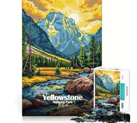 Puzzle da 1000 pezzi con illustrazione del paesaggio del Parco Nazionale di Yellowstone, dai bordi perfetti, gioco cognitivo divertente, gioco lento, divertente, decorazione natalizia (38x52cm)