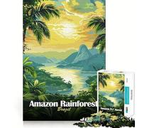 Puzzle da 1000 pezzi con illustrazione del paesaggio della foresta amazzonica brasiliana Gioco stimolante per la mente,incastro perfetto,ideale per un piacevole intrattenimento in casa (38x52cm)