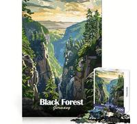Puzzle da 1000 pezzi con illustrazione del paesaggio della Foresta Nera tedesca, ideale per adulti, per allenare la mente, per un momento di relax e svago Taglio laser, regalo di Natale unico 38x52cm
