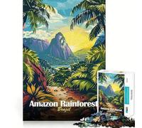 Puzzle da 1000 pezzi con illustrazione del paesaggio della foresta pluviale amazzonica del Brasile Gioco di logica e pensiero creativo,ideale per esercitarsi nel taglio e nella lavorazione Un momento