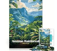 Puzzle da 1000 pezzi con illustrazione del paesaggio della foresta pluviale amazzonica,gioco cognitivo divertente con struttura a incastro precisa,attività per rafforzare i legami familiari (50x75cm)