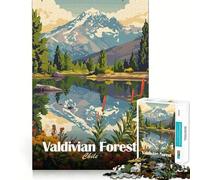 Puzzle da 1000 pezzi con illustrazione del paesaggio della foresta valdiviana del Cile Divertimento assicurato,taglio laser per un incastro perfetto Attività ideale per rafforzare i legami familiari