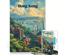 Puzzle da 1000 pezzi con illustrazione del paesaggio urbano di Hong Kong,taglio preciso,gioco cognitivo divertente per il tempo libero,scena natalizia (38x26cm)