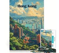 Puzzle da 1000 pezzi con illustrazione del paesaggio urbano di Hong Kong,taglio preciso,gioco cognitivo divertente per il tempo libero,scena natalizia (50x75cm)