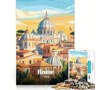 Puzzle da 1000 pezzi con illustrazione del paesaggio urbano di Roma,gioco di incastro pulito,regalo intelligente,momento di relax,decorazione natalizia (50x75cm)