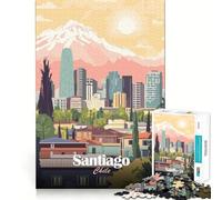 Puzzle da 1000 pezzi con illustrazione del paesaggio urbano di Santiago del Cile Gioco di precisione,attività cerebrale,divertimento per il tempo libero,regalo di compleanno (38x26cm)