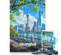 Puzzle da 1000 pezzi con illustrazione del paesaggio urbano di Shanghai, Cina Gioco di logica, idea regalo, attività rilassante per compleanni (38x26cm)