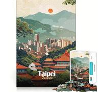 Puzzle da 1000 pezzi con illustrazione del paesaggio urbano di Taipei, taglio di alta qualità, gioco per lo sviluppo della mente, divertimento e pace, regalo di compleanno (50x75cm)