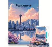 Puzzle da 1000 pezzi con illustrazione del paesaggio urbano di Vancouver, Canada Ritagli precisi, decorazione, gioco per la mente, regalo, gioco rilassante, attività per compleanno (50x75cm)