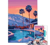 Puzzle da 1000 pezzi con illustrazione del paradiso a bordo piscina di Palm Springs Gioco educativo per famiglie ideale come sfida o regalo di compleanno Sviluppo di analisi e logica (38x52cm)