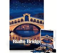 Puzzle da 1000 pezzi con illustrazione del Ponte di Rialto di Venezia di notte,ideale per adolescenti,un gioco stimolante per il tempo libero,con chiusura solida e un regalo creativo (38x52cm)