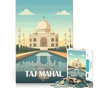 Puzzle da 1000 pezzi con illustrazione del Taj Mahal per ragazzi, gioco di logica stimolante per il relax, bordi chiari, sorpresa di compleanno 50x75cm