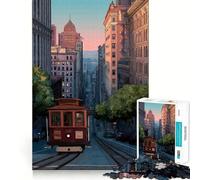 Puzzle da 1000 pezzi con illustrazione del tram di San Francisco per adulti, ideale per stimolare la mente e favorire il rilassamento Pezzo da collezione con bordi precisi (38x52cm)