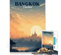 Puzzle da 1000 pezzi con illustrazione del tramonto di Bangkok,Thailandia Decorazione elegante e funzionale,attività stimolante per la mente,momento di relax e divertimento,regalo di Natale (38x26cm)