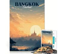 Puzzle da 1000 pezzi con illustrazione del tramonto di Bangkok,Thailandia Gioco di precisione e cognitivo,ideale per il tempo libero e come regalo di Natale (50x75cm)