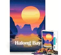 Puzzle da 1000 pezzi con illustrazione del tramonto sulla baia di Halong,Vietnam Gioco di assemblaggio pulito,intelligente,regalo per il relax,decorazione natalizia (38x26cm)