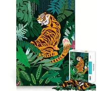 Puzzle da 1000 pezzi con illustrazione della tigre nella giungla, ideale per ragazzi, per giocare in casa, con motivo di memoria e decorazioni natalizie Dimensioni 50x75cm
