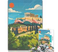 Puzzle da 1000 pezzi con illustrazione dell'Acropoli di Atene per adolescenti e adulti, antistress, sfida difficile, migliora l'amore tra coppie, 38x26cm