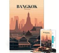 Puzzle da 1000 pezzi con illustrazione dello skyline di Bangkok,Thailandia,con bordi perfetti,gioco di abilità mentale,gioco lento,divertente,regalo di compleanno per la mente (50x75cm)