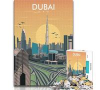 Puzzle da 1000 pezzi con illustrazione dello skyline di Dubai, regalo per adolescenti, gioco educativo, sfida, giocattolo, arredamento unico per la casa e regali, 38x26cm