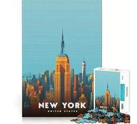 Puzzle da 1000 pezzi con illustrazione dello skyline di New York City Incastro preciso,gioco,concentrazione,divertimento,relax,regalo di Natale (50x75cm)