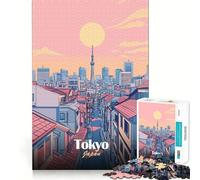 Puzzle da 1000 pezzi con illustrazione dello skyline di Tokyo, taglio perfetto, gioco di logica divertente, gioco gratuito, attività per compleanno (38x52cm)