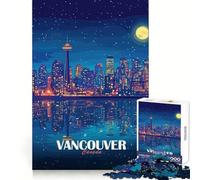 Puzzle da 1000 pezzi con illustrazione dello skyline notturno di Vancouver, Canada, ideale per adolescenti, stimolazione mentale, svago e divertimento Taglio di alta qualità, regalo perfetto (38x52cm)