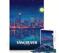 Puzzle da 1000 pezzi con illustrazione dello skyline notturno di Vancouver Canada per adulti ideale per stimolare la memoria un passatempo rilassante con taglio di qualità e un bel regalo (50x75cm)