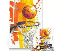 Puzzle da 1000 pezzi con illustrazione di canestro da basket e palla, ideale per adolescenti, per sviluppare le capacità mentali, favorire la calma e il relax Un regalo perfetto (38x52cm)