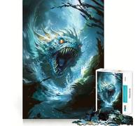 Puzzle da 1000 pezzi con illustrazione di drago d'acqua per adulti,gioco di abilità mentale,taglio laser per un incastro perfetto,attività gratificante per le giornate di pioggia (50x75cm)