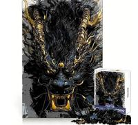 Puzzle da 1000 pezzi con illustrazione di drago nero e oro per ragazzi, ideale per sviluppare le capacità di ragionamento, un'oasi di serenità, con tagli netti e un regalo premuroso (50x75cm)