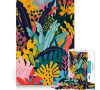 Puzzle da 1000 pezzi con illustrazione di fogliame tropicale minimalista e colorata in stile boho,taglio preciso,gioco di abilità cognitive,divertimento per il tempo libero,regalo di Natale rilassante