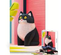 Puzzle da 1000 pezzi con illustrazione di gatto in bianco e nero per adulti,ideale per sviluppare la concentrazione,favorire la consapevolezza e creare un'atmosfera piacevole Regalo significativo