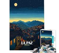 Puzzle da 1000 pezzi con illustrazione di La Paz Bolivia paesaggio notturno Gioco educativo stimolante ideale come regalo per donne uomini e famiglie (dimensioni 38x52cm)