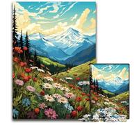 Puzzle da 1000 pezzi con illustrazione di paesaggio montano con fiori selvatici. Puzzle per adulti per la decorazione della casa Natale e Capodanno per adolescenti. 1000 pezzi (38x26 cm).